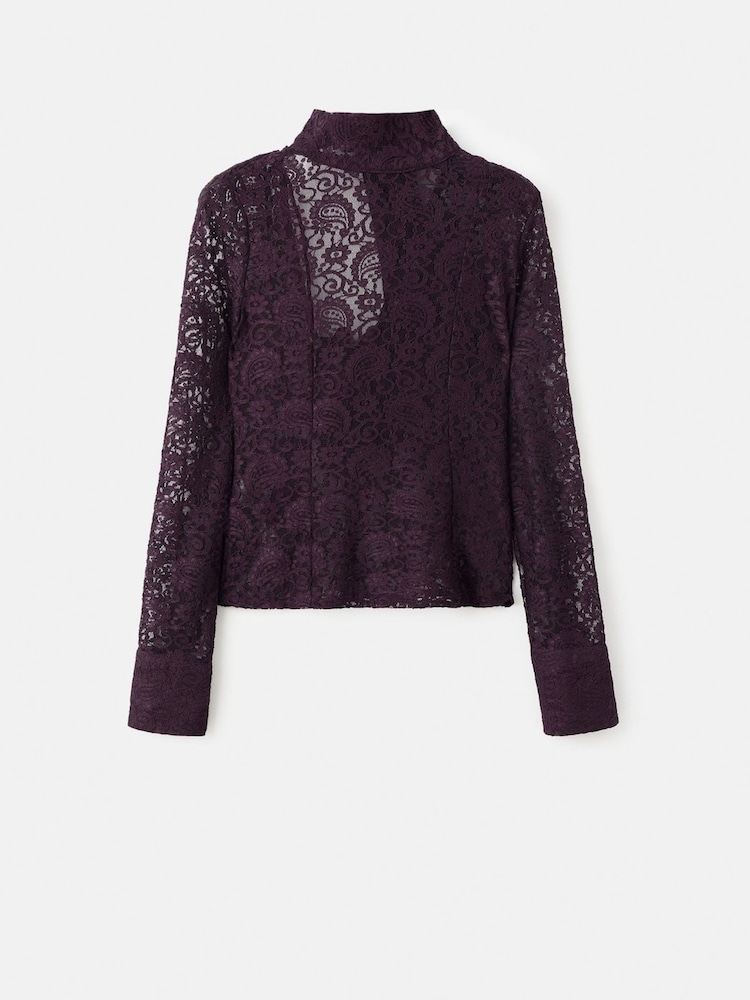 Mango Red Lace Detailed Blouse - Image 6 of 6