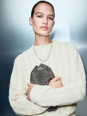 Mango Cream Lurex Thread Shimmer Jumper - Image 4 of 6