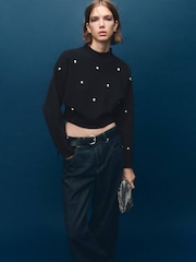 Mango Black Embellished Blouse - Image 1 of 5