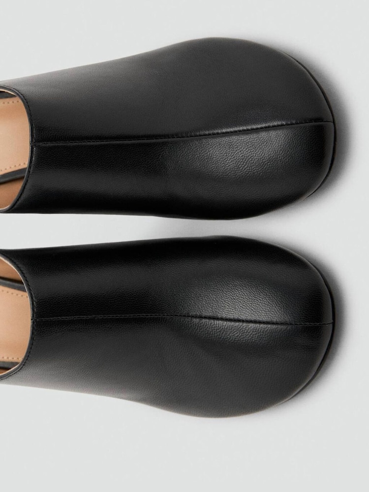 Mango Black Leather Heeled Mules - Image 3 of 3 Mango Black Leather Heeled Mules - Image 3 of 3