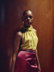 Mango Orange Satin Mini Skirt - Image 4 of 6