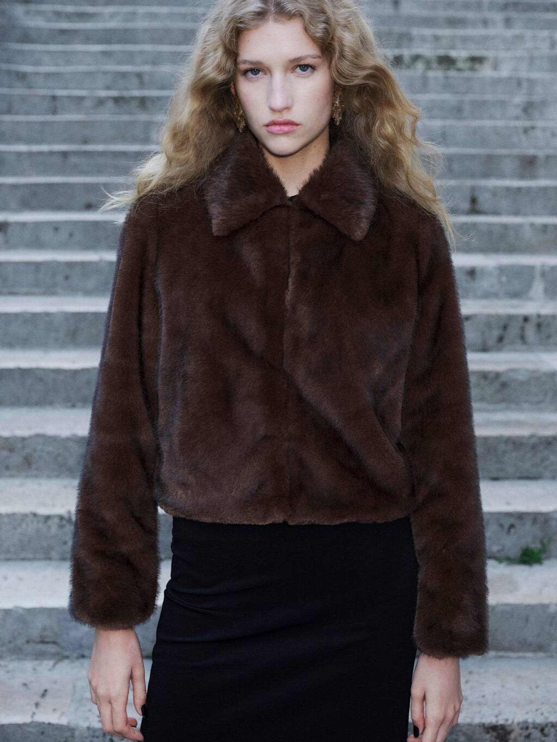 Buy Mango Brown Fur Effect Short Jacket from the Next UK online shop