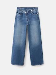 Mango Blue Wide Leg Button Waisted Detailed Jeans - Image 4 of 4