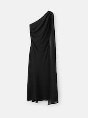 Mango Black Asymmetric Cape Detailed Dress - Image 4 of 5
