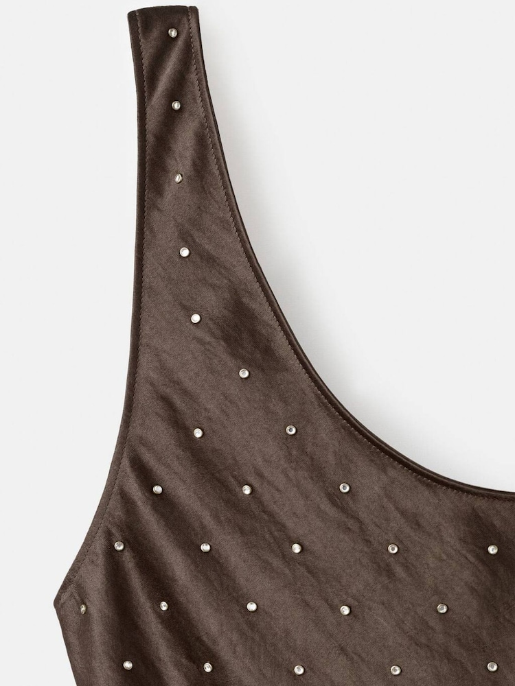 Mango Brown Emellished Detailed Fit & Flare Dress - Image 6 of 6 Mango Brown Emellished Detailed Fit & Flare Dress - Image 6 of 6