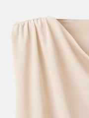 Mango Cream Drape Neck Gold Detailed Back Blouse - Image 6 of 7