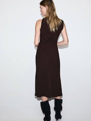 Mango Brown Gold Hardwear Detailed Occasion Dress - Image 2 of 6