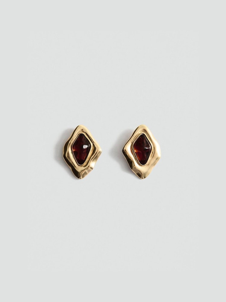 Mango Gold Detailed Gemstone Earrings - Image 1 of 4