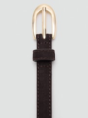Mango Brown Leather Skinny Belt - Image 4 of 4
