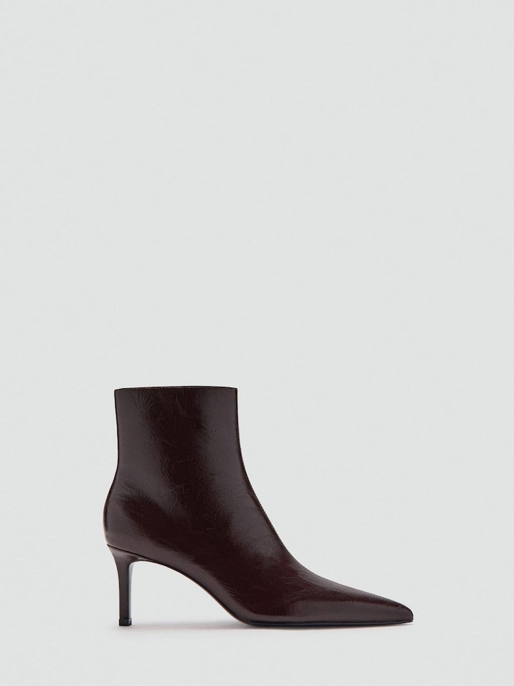 Mango Red Leather Look Ankle Boots - Image 1 of 3 Mango Red Leather Look Ankle Boots - Image 1 of 3