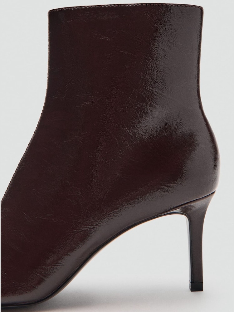 Mango Red Leather Look Ankle Boots - Image 3 of 3 Mango Red Leather Look Ankle Boots - Image 3 of 3