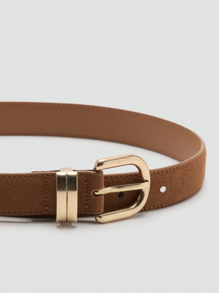Mango Brown Suede Thin Belt - Image 2 of 3 Mango Brown Suede Thin Belt - Image 2 of 3