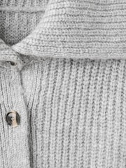 Mango Grey Chunky Knitted Collar Detail Cardigan Jumper - Image 7 of 7