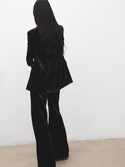 Mango Brown Velvet Flared Suit Trousers - Image 2 of 6