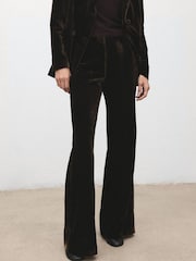 Mango Brown Velvet Flared Suit Trousers - Image 4 of 6