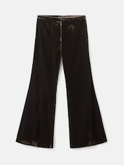 Mango Brown Velvet Flared Suit Trousers - Image 5 of 6