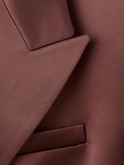 Mango Brown Lapel Double Breasted Satin Blazer - Image 6 of 7