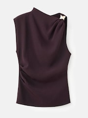 Mango Brown Gold Hardwear Detailed Gathered Top - Image 5 of 6