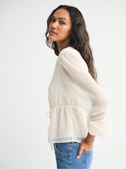 Abercrombie & Fitch White Long Sleeve Tie Front Blouse - Image 5 of 7