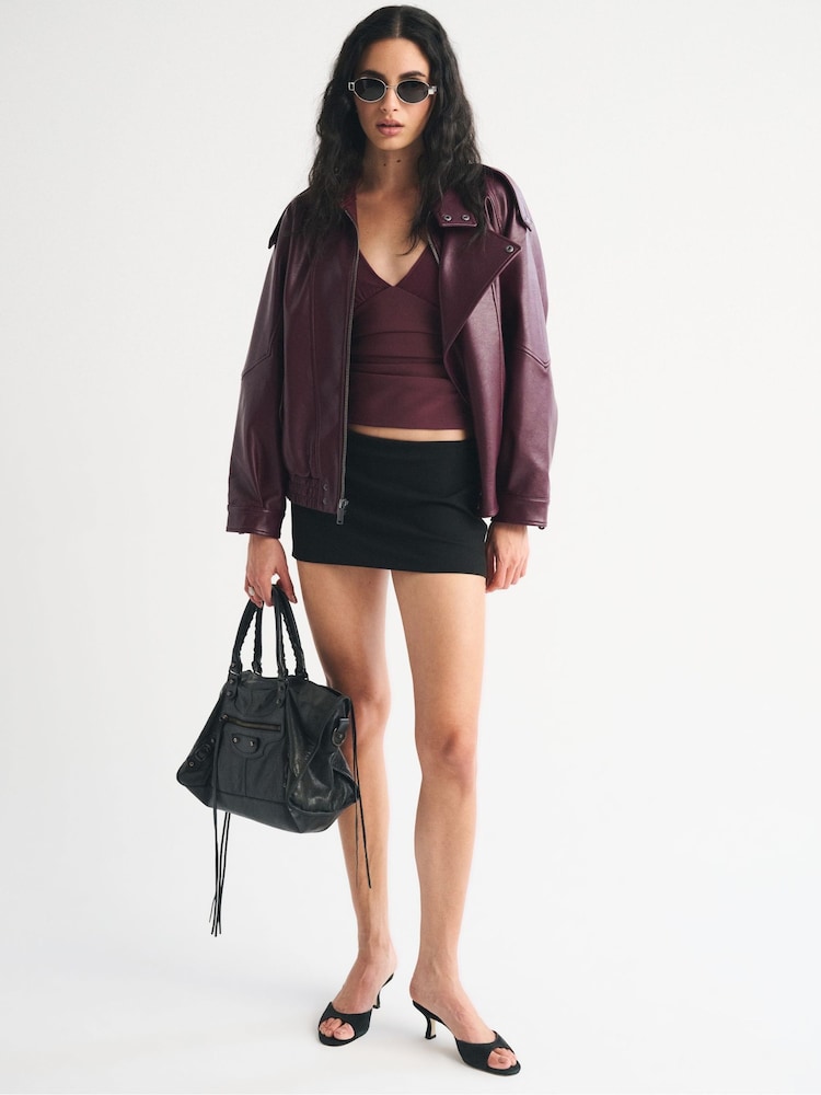 Abercrombie & Fitch Purple Long Sleeve Bra Free Plunge Top - Image 2 of 5