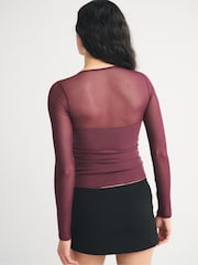 Abercrombie & Fitch Purple Long Sleeve Bra Free Plunge Top - Image 4 of 5