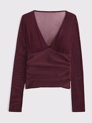 Abercrombie & Fitch Purple Long Sleeve Bra Free Plunge Top - Image 5 of 5