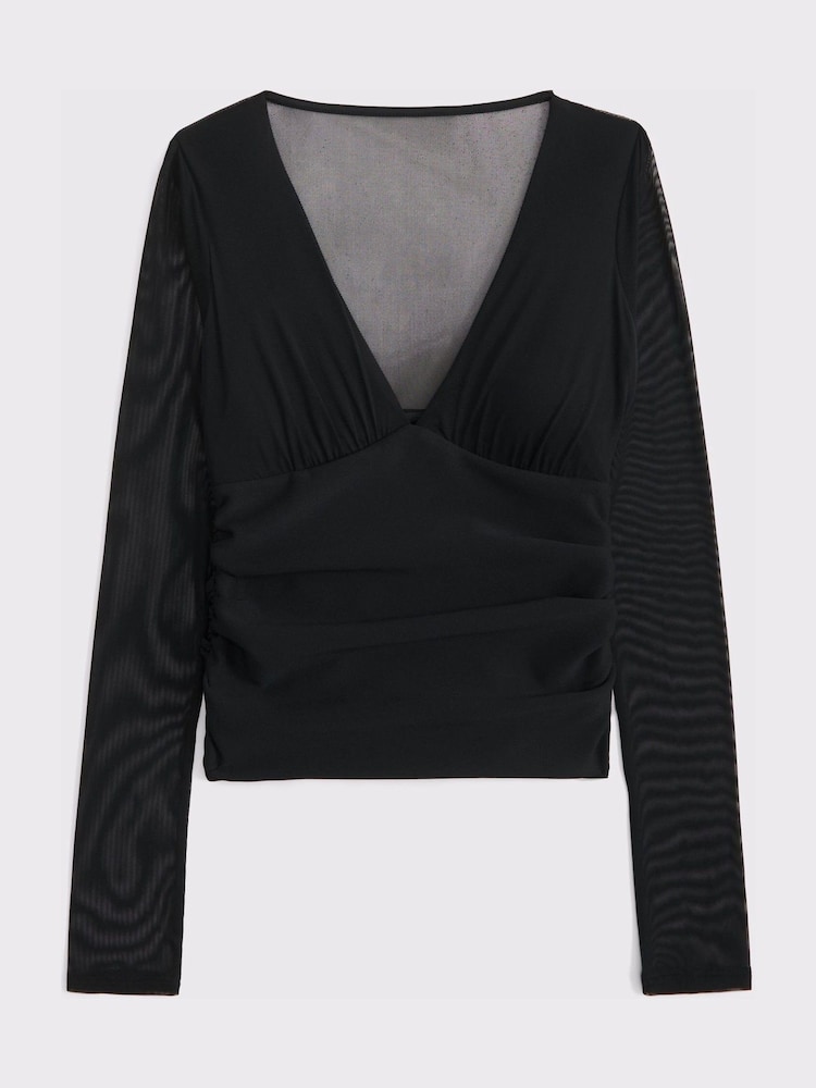 Abercrombie & Fitch Black Long Sleeve Bra Free Plunge Top - Image 7 of 7 Abercrombie & Fitch Black Long Sleeve Bra Free Plunge Top - Image 7 of 7