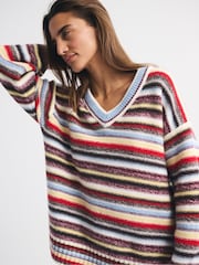 Abercrombie & Fitch Cream Dad V-Neck Jumper - Image 1 of 5