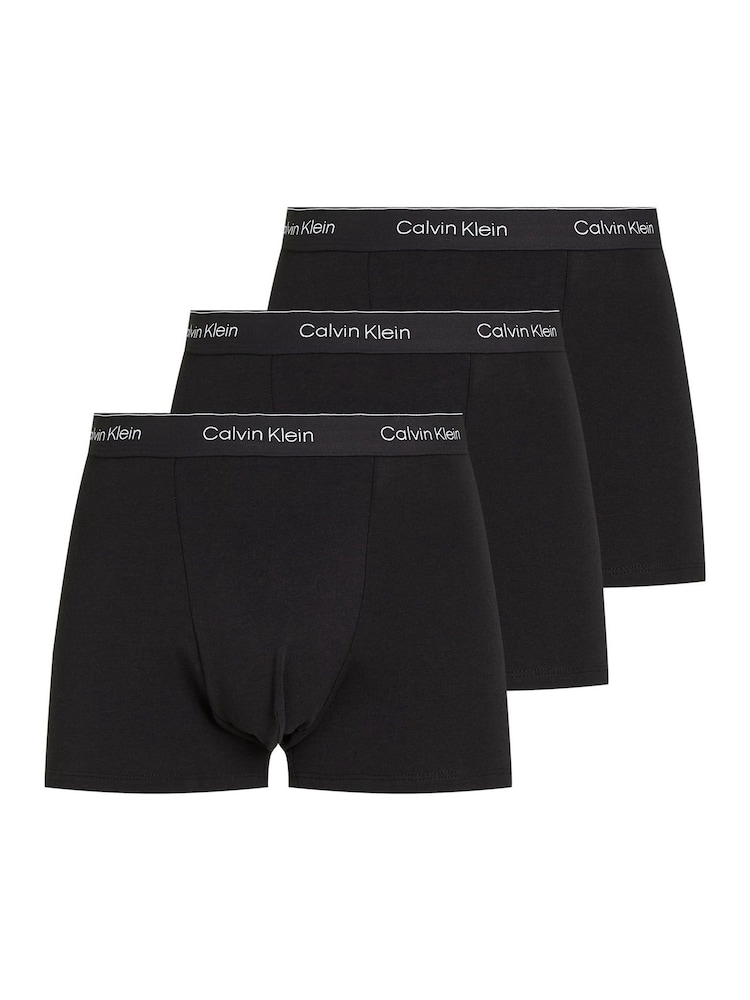 Calvin Klein Black Icon Cotton Stretch Boxer Trunks 3 Pack - Image 1 of 5 Calvin Klein Black Icon Cotton Stretch Boxer Trunks 3 Pack - Image 1 of 5