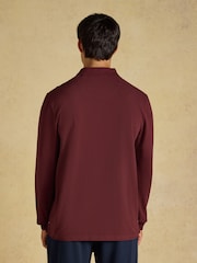 Joules Burgundy Red Long Sleeve Cotton Pique Polo Shirt - Image 2 of 8