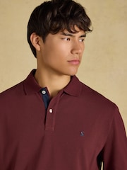 Joules Burgundy Red Long Sleeve Cotton Pique Polo Shirt - Image 5 of 8