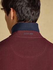 Joules Burgundy Red Long Sleeve Cotton Pique Polo Shirt - Image 6 of 8