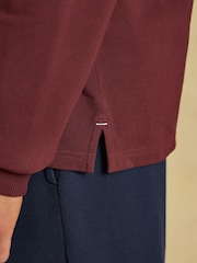 Joules Burgundy Red Long Sleeve Cotton Pique Polo Shirt - Image 7 of 8