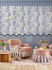Cath Kidston Blue and White Road Floral 10M Wallpaper - Image 4 of 6