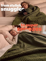 Silentnight Olive Heat Genie Cable Knit Giant Heated Blanket - Image 6 of 9