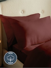 Silentnight Burgundy Brushed Cotton Pillowcase Pair - Image 2 of 6