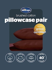 Silentnight Burgundy Brushed Cotton Pillowcase Pair - Image 6 of 6