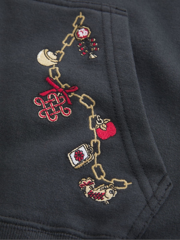 Hollister Graphic Boyfriend Full Zip Black Hoodie - Image 3 of 3