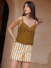 Love & Roses Ecru Denim Shorts With Stripe Detail - Image 3 of 4