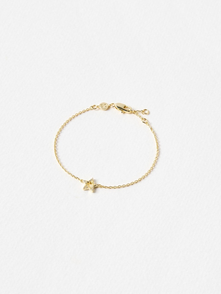 Oliver Bonas Gold Tone Akira Cubic Zirconia Star Charm Chain Bracelet - Image 1 of 4