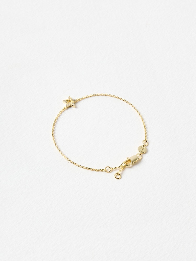 Oliver Bonas Gold Tone Akira Cubic Zirconia Star Charm Chain Bracelet - Image 2 of 4