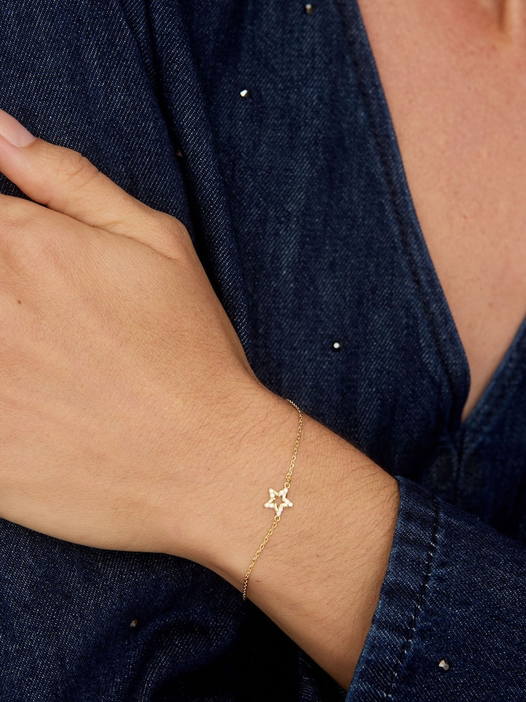 Oliver Bonas Gold Tone Akira Cubic Zirconia Star Charm Chain Bracelet - Image 4 of 4