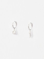 Oliver Bonas Silver Tone Dakota Cowboy Hat & Boot Charm Mismatched Hoop Drop Earrings - Image 1 of 5