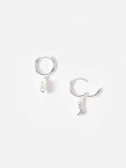 Oliver Bonas Silver Tone Dakota Cowboy Hat & Boot Charm Mismatched Hoop Drop Earrings - Image 3 of 5