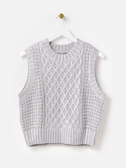 Oliver Bonas Silver Cable Knit Chunky Tank Top - Image 1 of 6