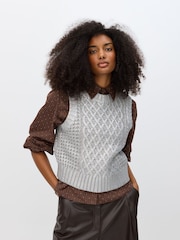 Oliver Bonas Silver Cable Knit Chunky Tank Top - Image 6 of 6