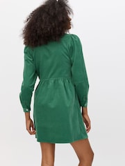 Oliver Bonas Green Corduroy Zip Up Mini Shirt Dress - Image 2 of 8