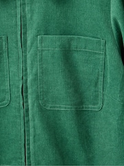 Oliver Bonas Green Corduroy Zip Up Mini Shirt Dress - Image 6 of 8
