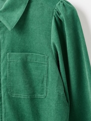 Oliver Bonas Green Corduroy Zip Up Mini Shirt Dress - Image 7 of 8