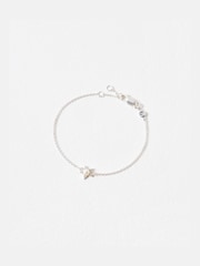 Oliver Bonas Silver Tone Arista Engraved Star Charm with Pearl Inlay Chain Bracelet - Image 1 of 4